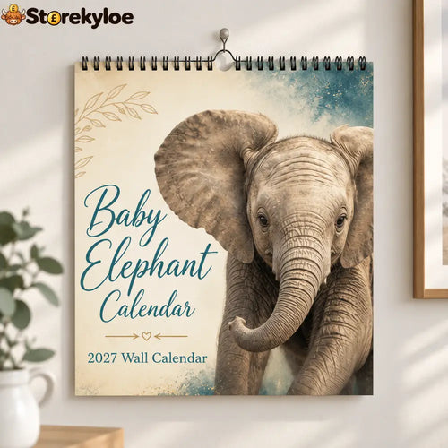 Baby Elephant 2027 Wall Calendar – Cute Baby Elephant Art Calendar Gift For Wildlife Animal Lovers