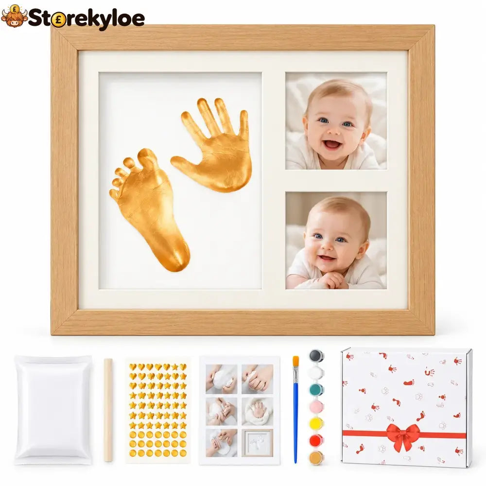 Baby handprint & footprint keepsake frame - Ash Wood