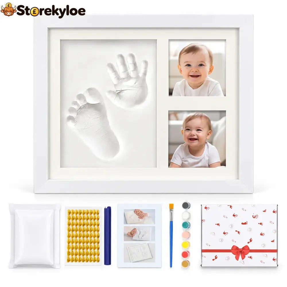 Baby handprint & footprint keepsake frame - White