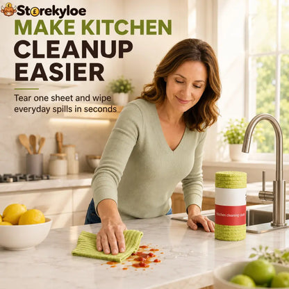 🍃 Bamboo Fiber Cleaning Cloth Roll – Thick Absorbent Tear-Off Kitchen Towels for Grease Spills & Everyday Cleaning