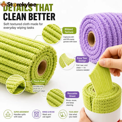 🍃 Bamboo Fiber Cleaning Cloth Roll – Thick Absorbent Tear-Off Kitchen Towels for Grease Spills & Everyday Cleaning
