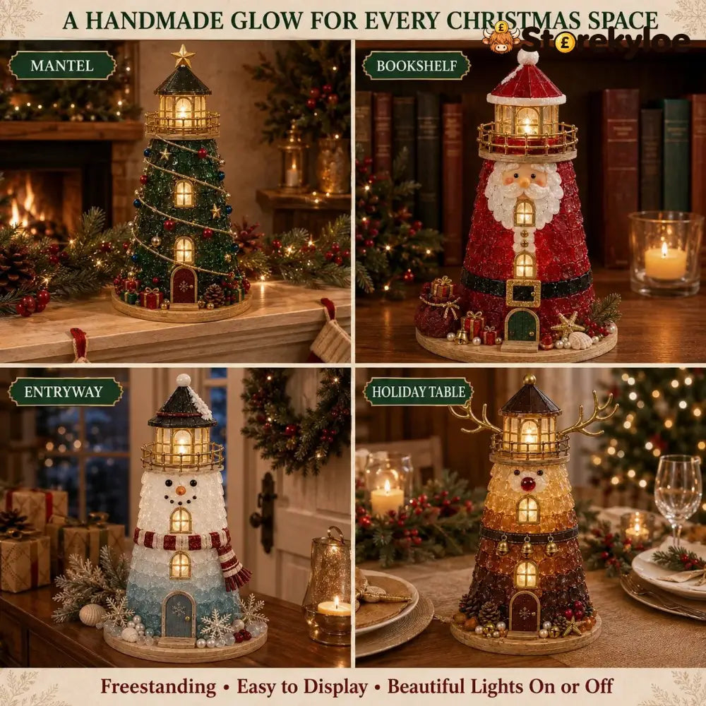 🎄Beginner-Friendly DIY Lighted Christmas Character Sea Glass-Style Lighthouse Kit Collection | Complete Kit with Sea
