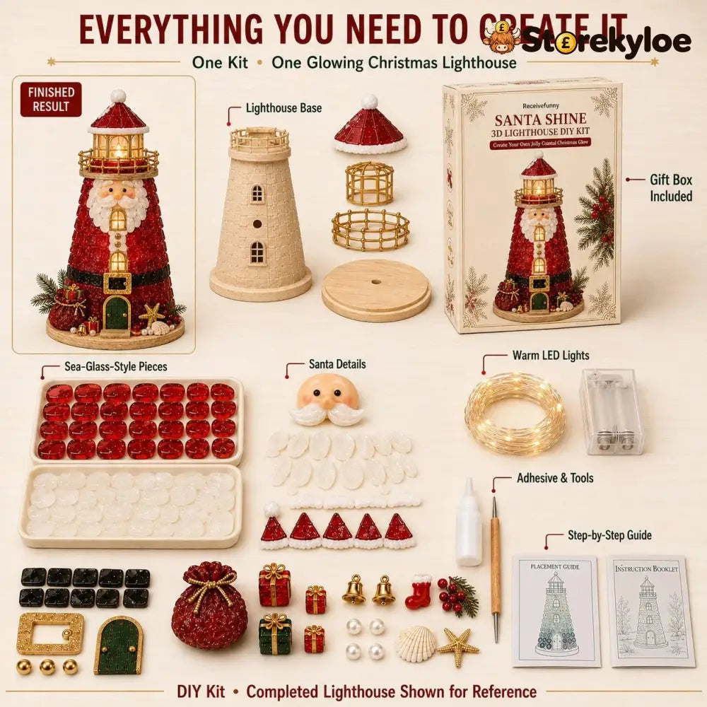 🎄Beginner-Friendly DIY Lighted Christmas Character Sea Glass-Style Lighthouse Kit Collection | Complete Kit with Sea