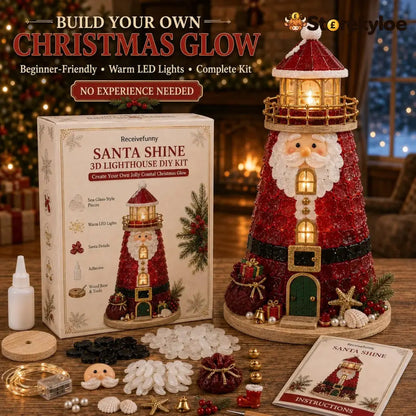 🎄Beginner-Friendly DIY Lighted Christmas Character Sea Glass-Style Lighthouse Kit Collection | Complete Kit with Sea