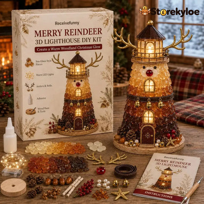 🎄Beginner-Friendly DIY Lighted Christmas Character Sea Glass-Style Lighthouse Kit Collection | Complete Kit with Sea