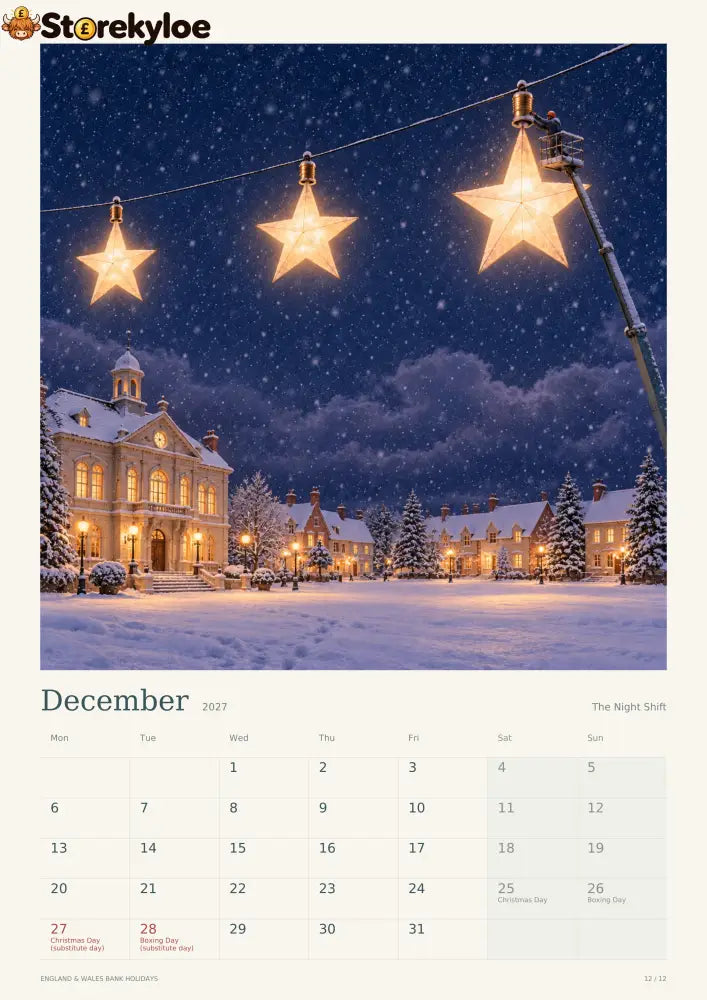 Behind The Sky, 2027 Art Calendar Someone Has To Keep The Sky Running. - BEHIND THE SKY