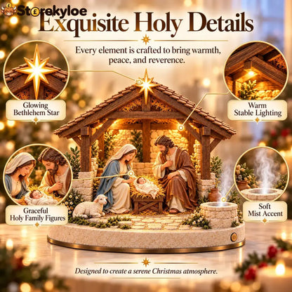 🔥🔥🔥 Bethlehem Holy Night – Light-Up Nativity Scene with Gentle Mist 🎄
