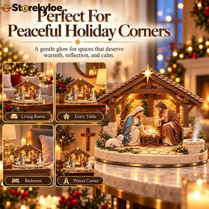🔥🔥🔥 Bethlehem Holy Night – Light-Up Nativity Scene with Gentle Mist 🎄