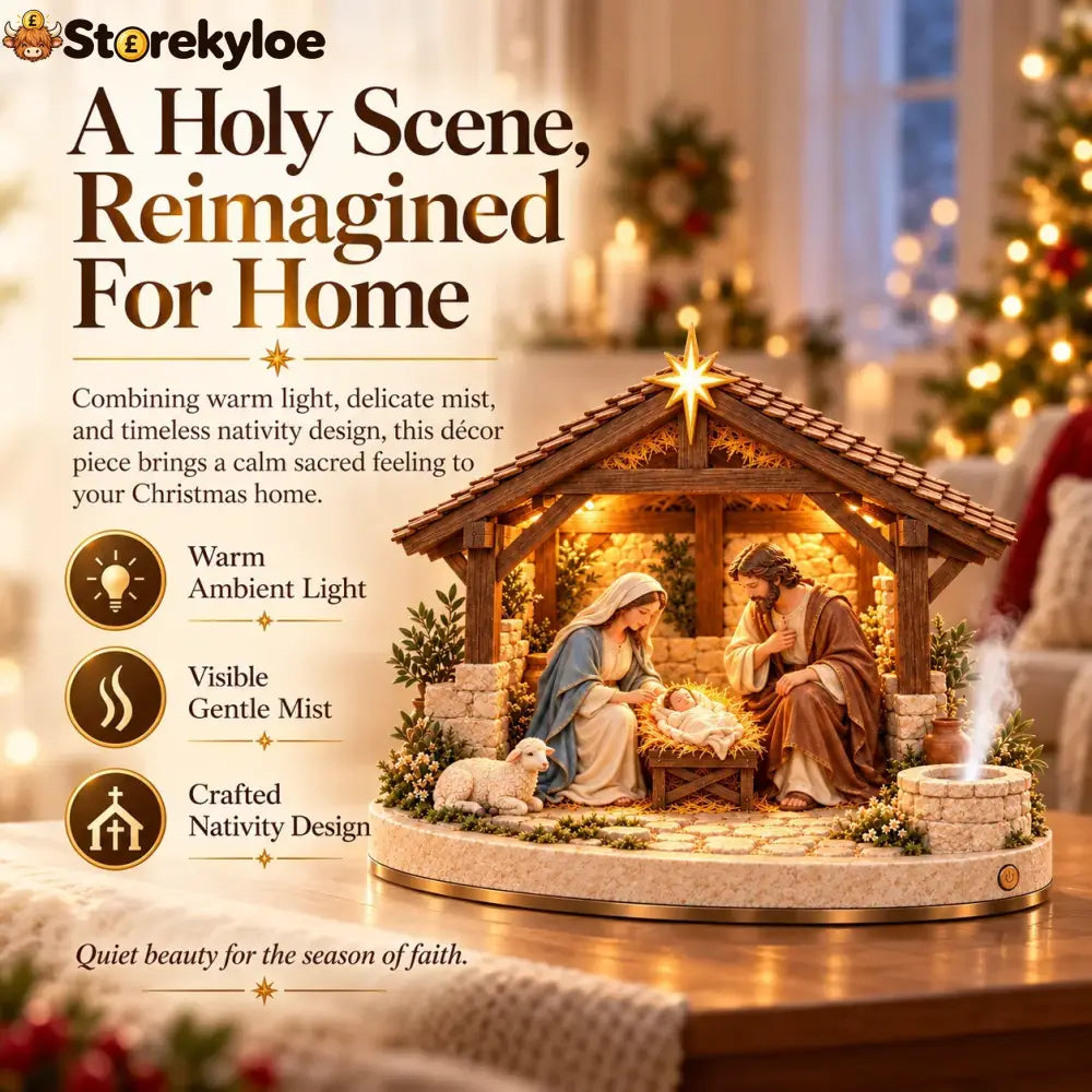 🔥🔥🔥 Bethlehem Holy Night – Light-Up Nativity Scene with Gentle Mist 🎄