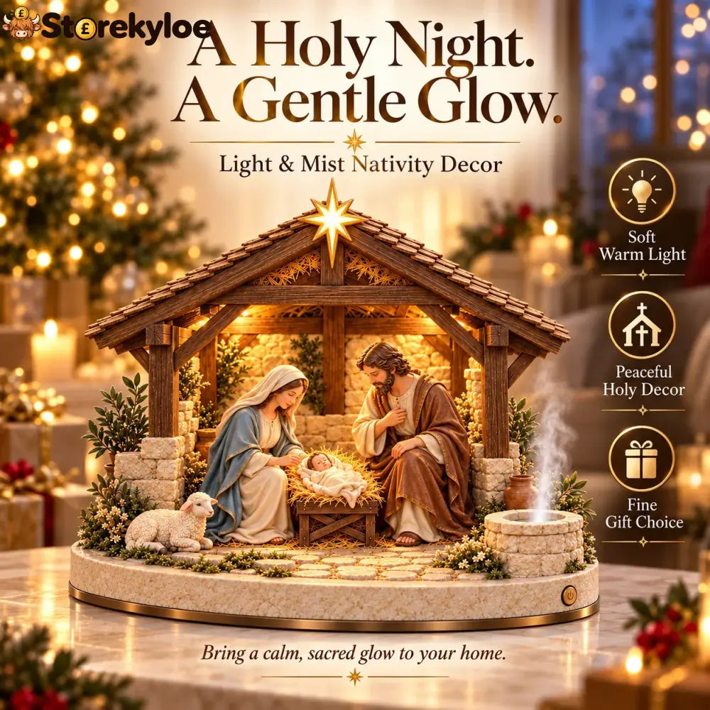🔥🔥🔥 Bethlehem Holy Night – Light-Up Nativity Scene with Gentle Mist 🎄