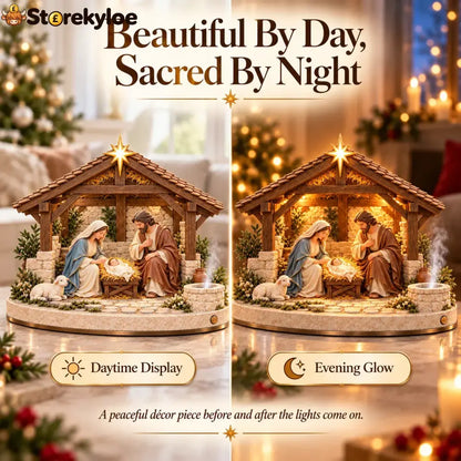 🔥🔥🔥 Bethlehem Holy Night – Light-Up Nativity Scene with Gentle Mist 🎄