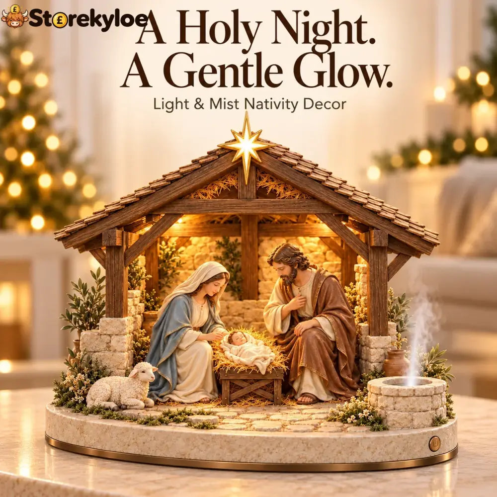 🔥🔥🔥 Bethlehem Holy Night – Light-Up Nativity Scene with Gentle Mist 🎄