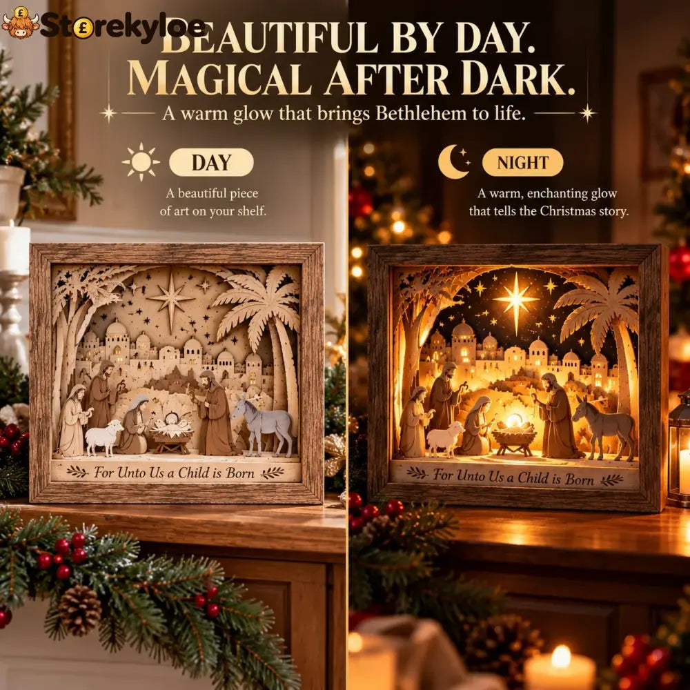 ⭐ Bethlehem Light-up Nativity Shadow Box Diy Kit – Layered Wooden Christmas Craft