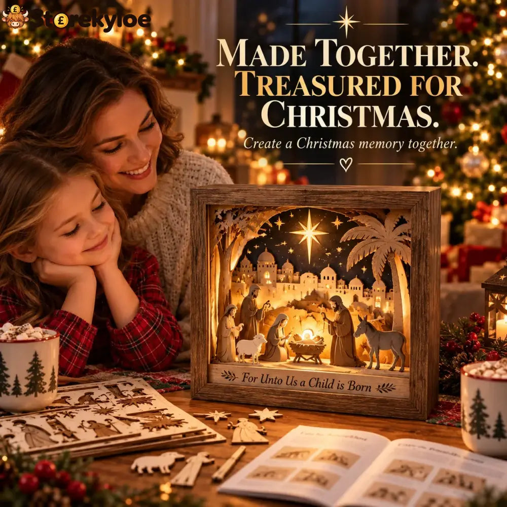 ⭐ Bethlehem Light-up Nativity Shadow Box Diy Kit – Layered Wooden Christmas Craft