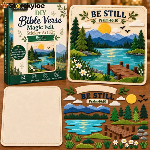 🌿✝️ Bible Verse Magic Felt Sticker Art DIY Kit – 6 Faith-Inspired Designs - 🌊 Be Still / Finished Size: Approx. 12× 12