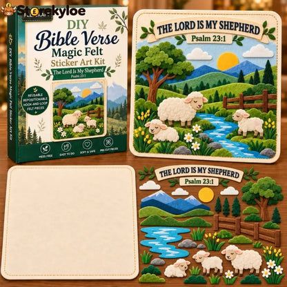 🌿✝️ Bible Verse Magic Felt Sticker Art DIY Kit – 6 Faith-Inspired Designs - 🐑 The Lord Is My Shepherd / Finished Size: