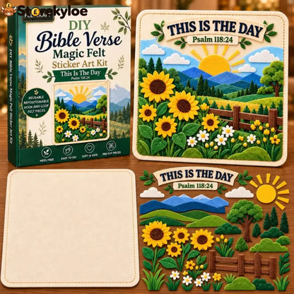 🌿✝️ Bible Verse Magic Felt Sticker Art DIY Kit – 6 Faith-Inspired Designs - 🌻 This Is The Day / Finished Size: Approx.
