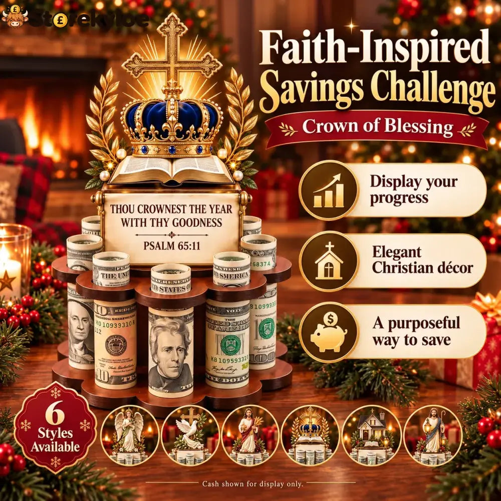 🙏 Bible Verse Savings Challenge Stand – Christian Cash Organizer & Faith-inspired Gift