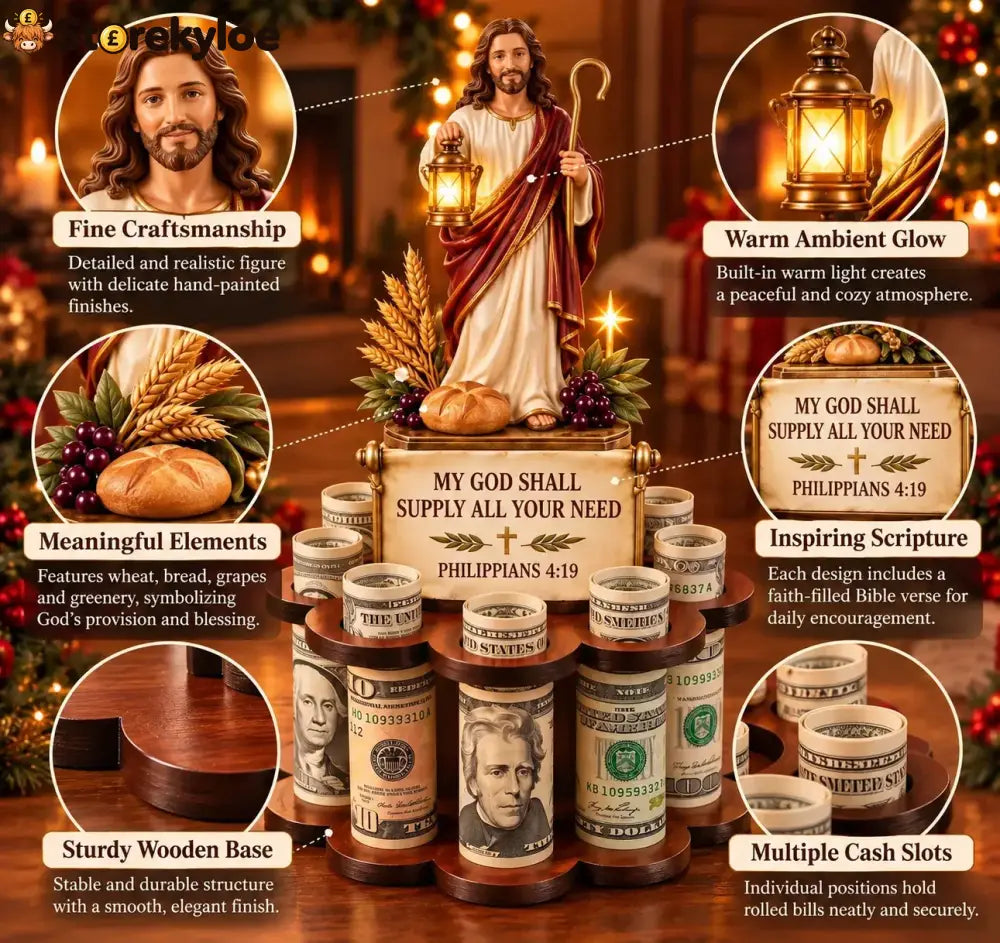 🙏 Bible Verse Savings Challenge Stand – Christian Cash Organizer & Faith-inspired Gift