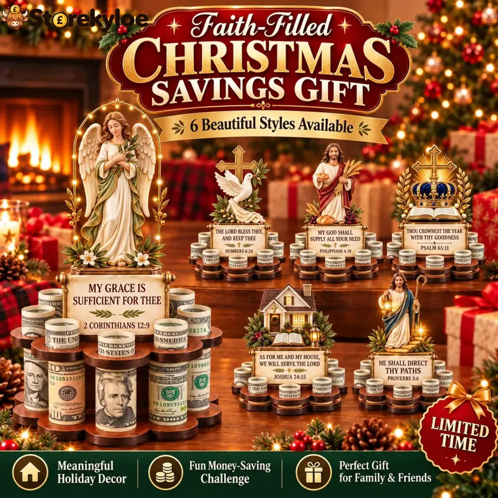 🙏 Bible Verse Savings Challenge Stand – Christian Cash Organizer & Faith-inspired Gift - ✝️ Complete 6-Piece Set(✨Save
