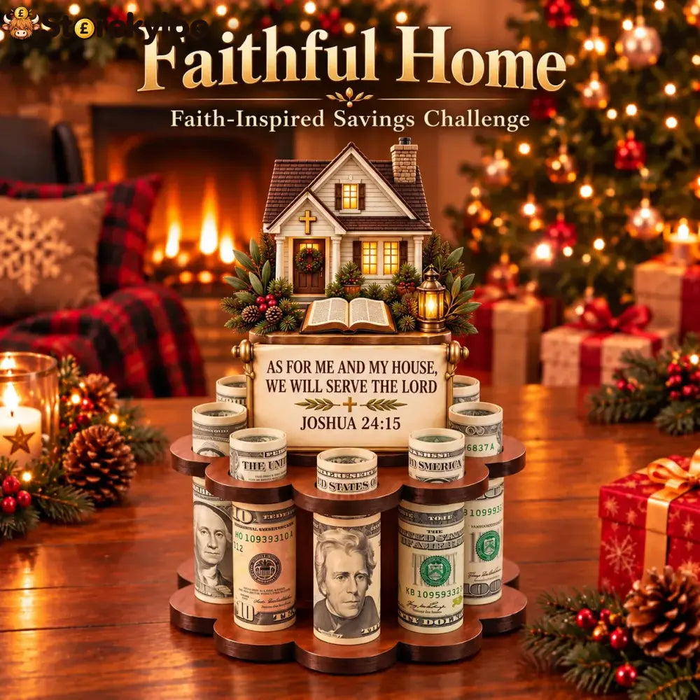 🙏 Bible Verse Savings Challenge Stand – Christian Cash Organizer & Faith-inspired Gift - 🏡Faithful Home