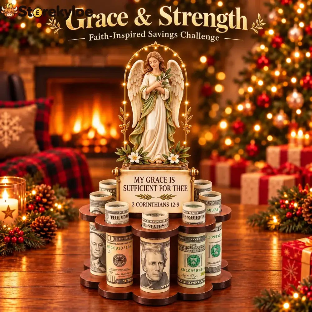 🙏 Bible Verse Savings Challenge Stand – Christian Cash Organizer & Faith-inspired Gift - 💪Grace & Strength