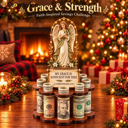 🙏 Bible Verse Savings Challenge Stand – Christian Cash Organizer & Faith-inspired Gift - 💪Grace & Strength