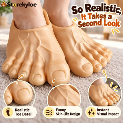 😂 Bigfoot Funny Feet Slippers – Realistic Oversized Novelty House Shoes