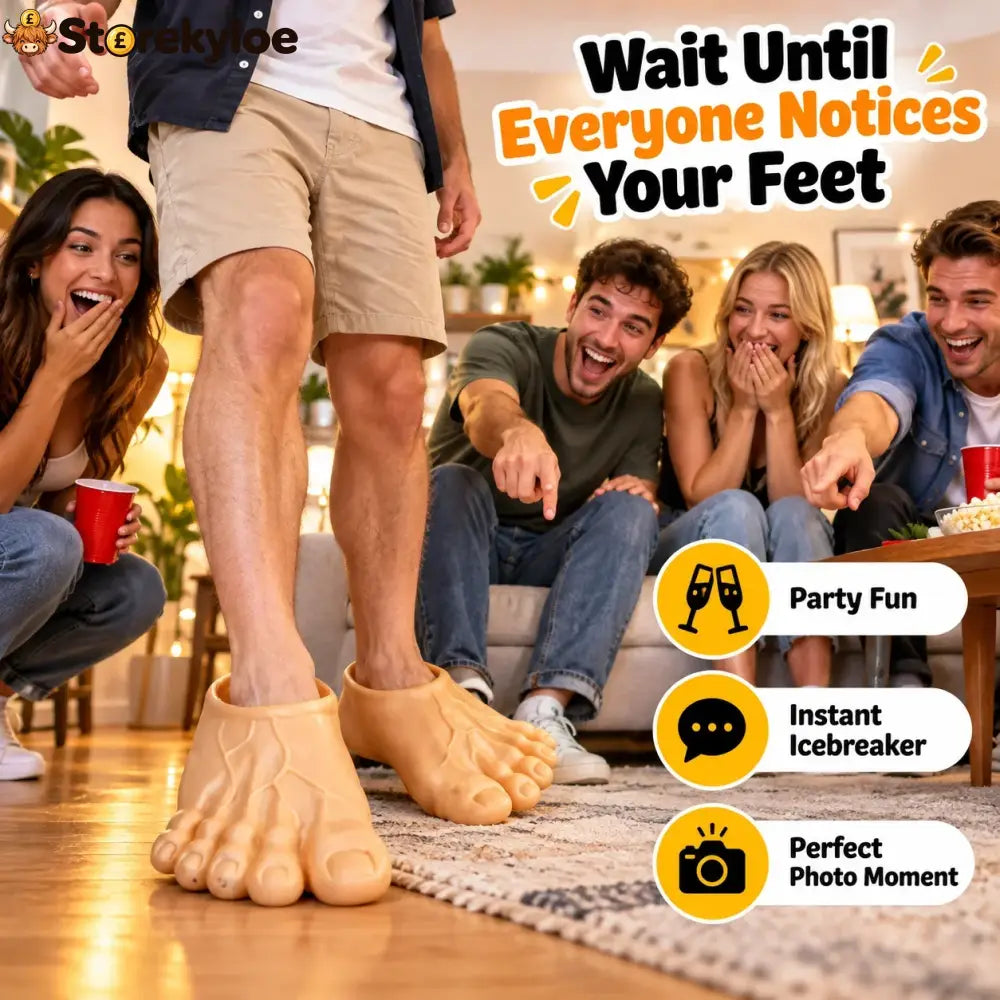 😂 Bigfoot Funny Feet Slippers – Realistic Oversized Novelty House Shoes