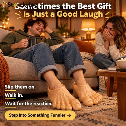 😂 Bigfoot Funny Feet Slippers – Realistic Oversized Novelty House Shoes