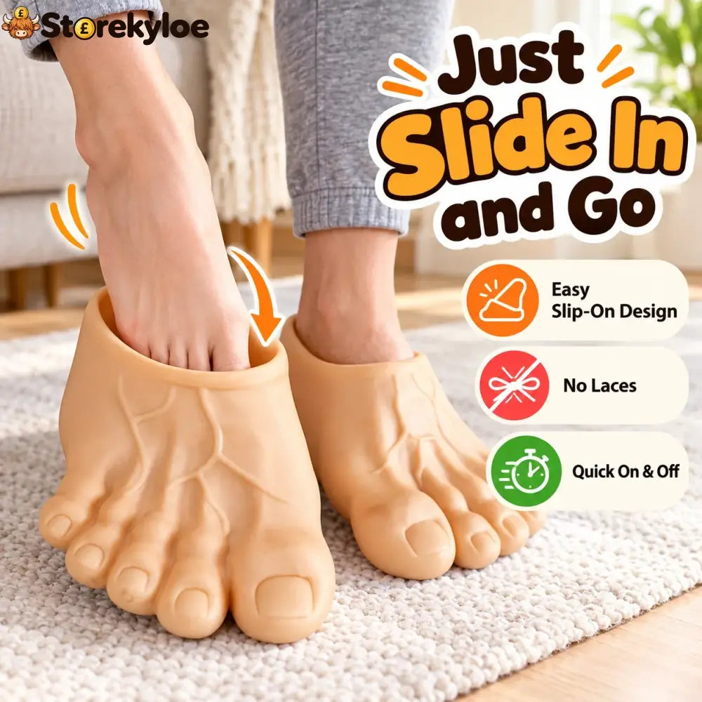 😂 Bigfoot Funny Feet Slippers – Realistic Oversized Novelty House Shoes