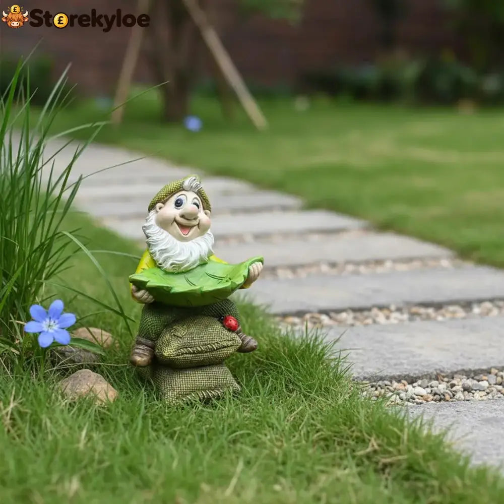🍃 Birdie Butler Gnome™, Whimsical Leaf Feeder Garden Statue