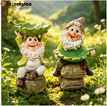 🍃 Birdie Butler Gnome™, Whimsical Leaf Feeder Garden Statue
