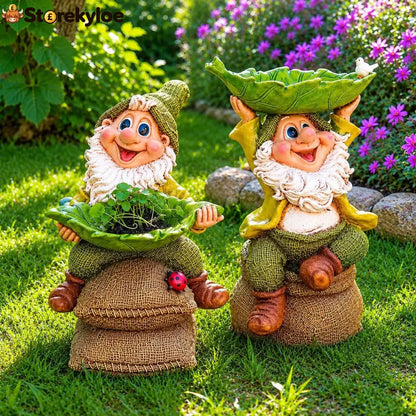 🍃 Birdie Butler Gnome™, Whimsical Leaf Feeder Garden Statue