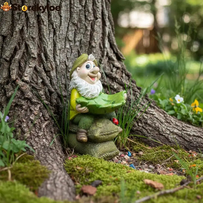 🍃 Birdie Butler Gnome™, Whimsical Leaf Feeder Garden Statue