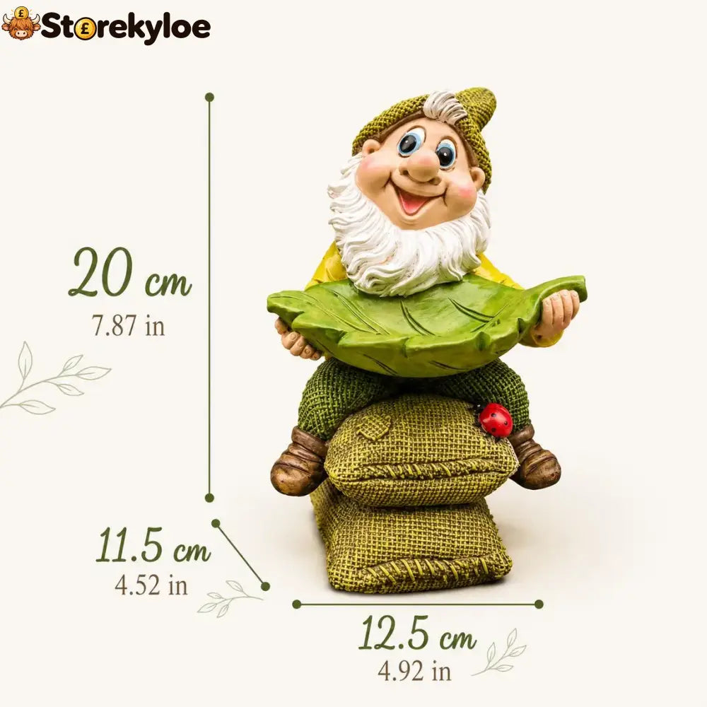 🍃 Birdie Butler Gnome™, Whimsical Leaf Feeder Garden Statue