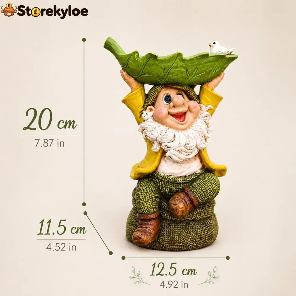 🍃 Birdie Butler Gnome™, Whimsical Leaf Feeder Garden Statue