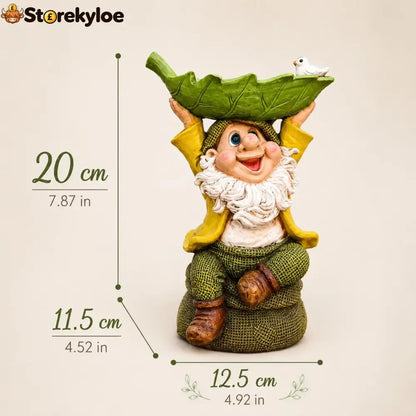 🍃 Birdie Butler Gnome™, Whimsical Leaf Feeder Garden Statue