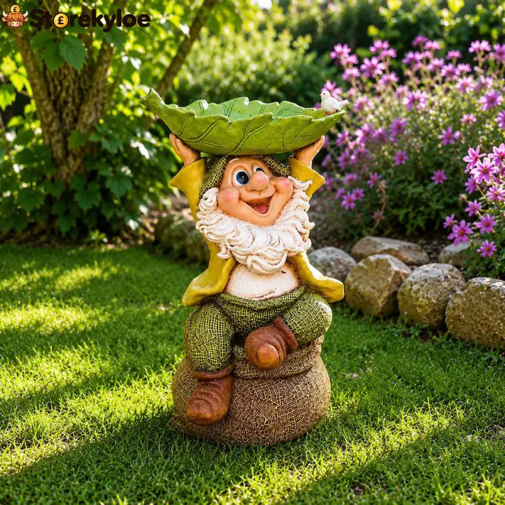 🍃 Birdie Butler Gnome™, Whimsical Leaf Feeder Garden Statue - A – Leaf Overhead