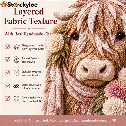 🐮💐🌸 Birth Flower Highland Cow 3d Layered Fabric Art Diy Kit (beginner-friendly)