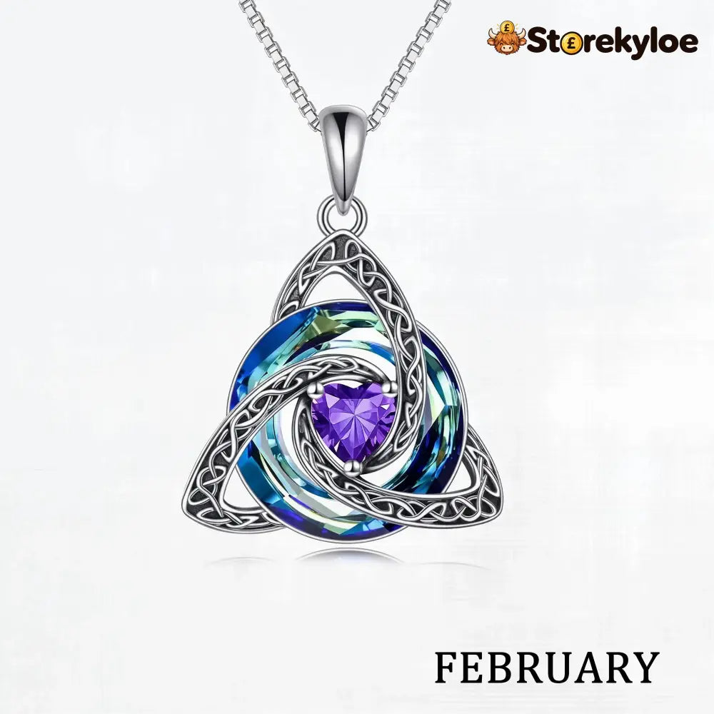 ♾️💖Birthstone Celtic Knot Necklace for Women - February
