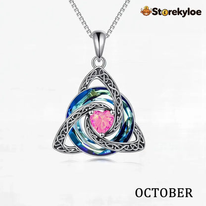 ♾️💖Birthstone Celtic Knot Necklace for Women - October