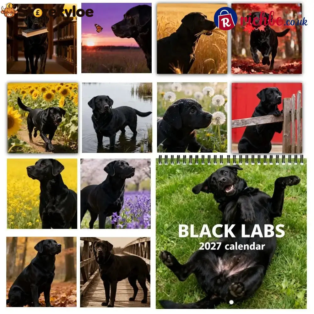 🐾 Black Labs 2027 Wall Calendar, 12 Months of Loyal Looks & Happy Tails - 2027 CALENDAR📅