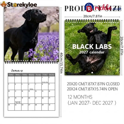 🐾 Black Labs 2027 Wall Calendar, 12 Months of Loyal Looks & Happy Tails - 2027 CALENDAR📅