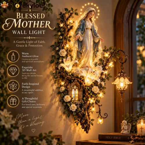🙏✨ Blessed Mother Lighted Wall Décor | Virgin Mary 3D Religious Wall Art with Warm Ambient Glow