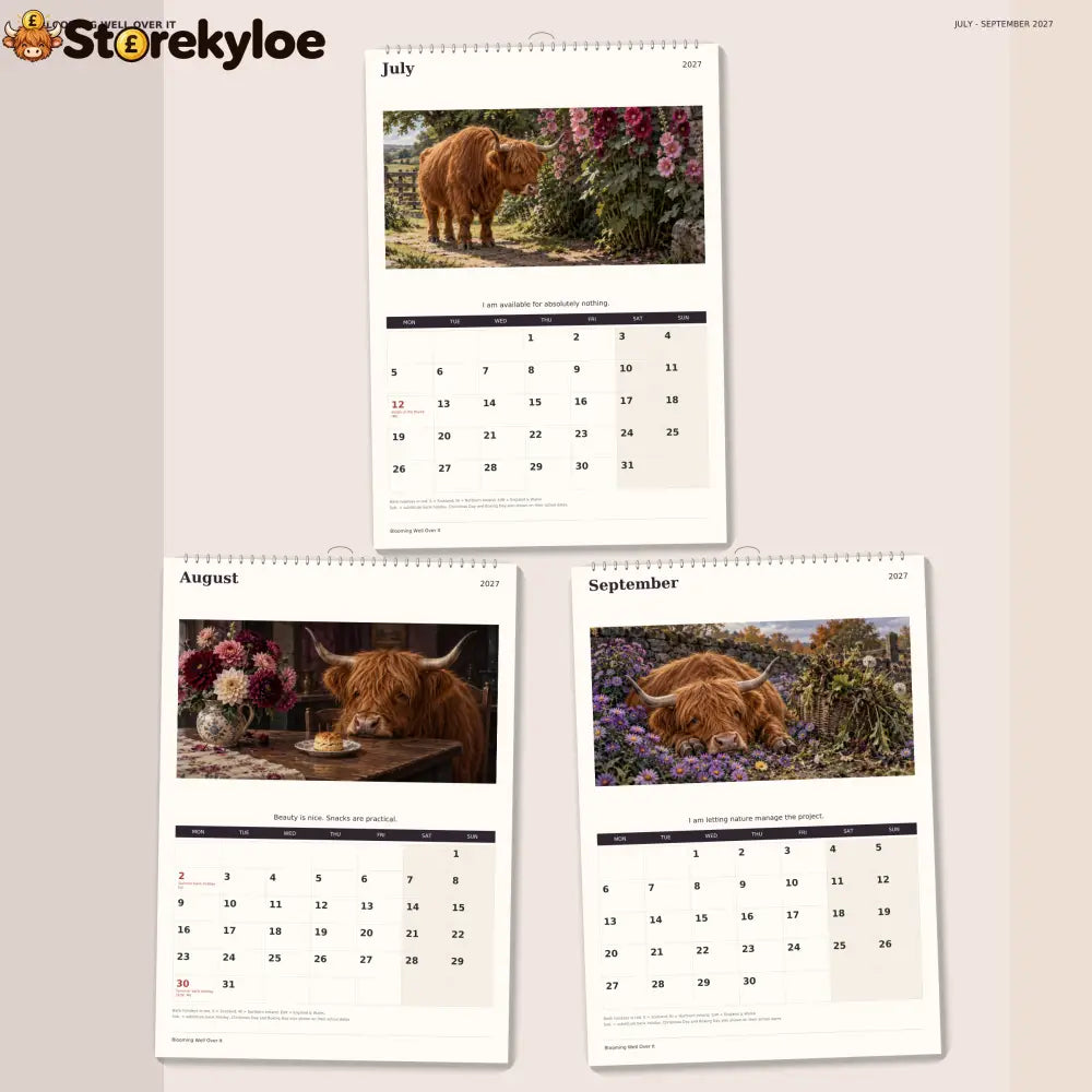 🔥Blooming Well Over It 2027 A4 Wall Calendar - Funny Highland Cows