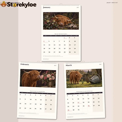 🔥Blooming Well Over It 2027 A4 Wall Calendar - Funny Highland Cows