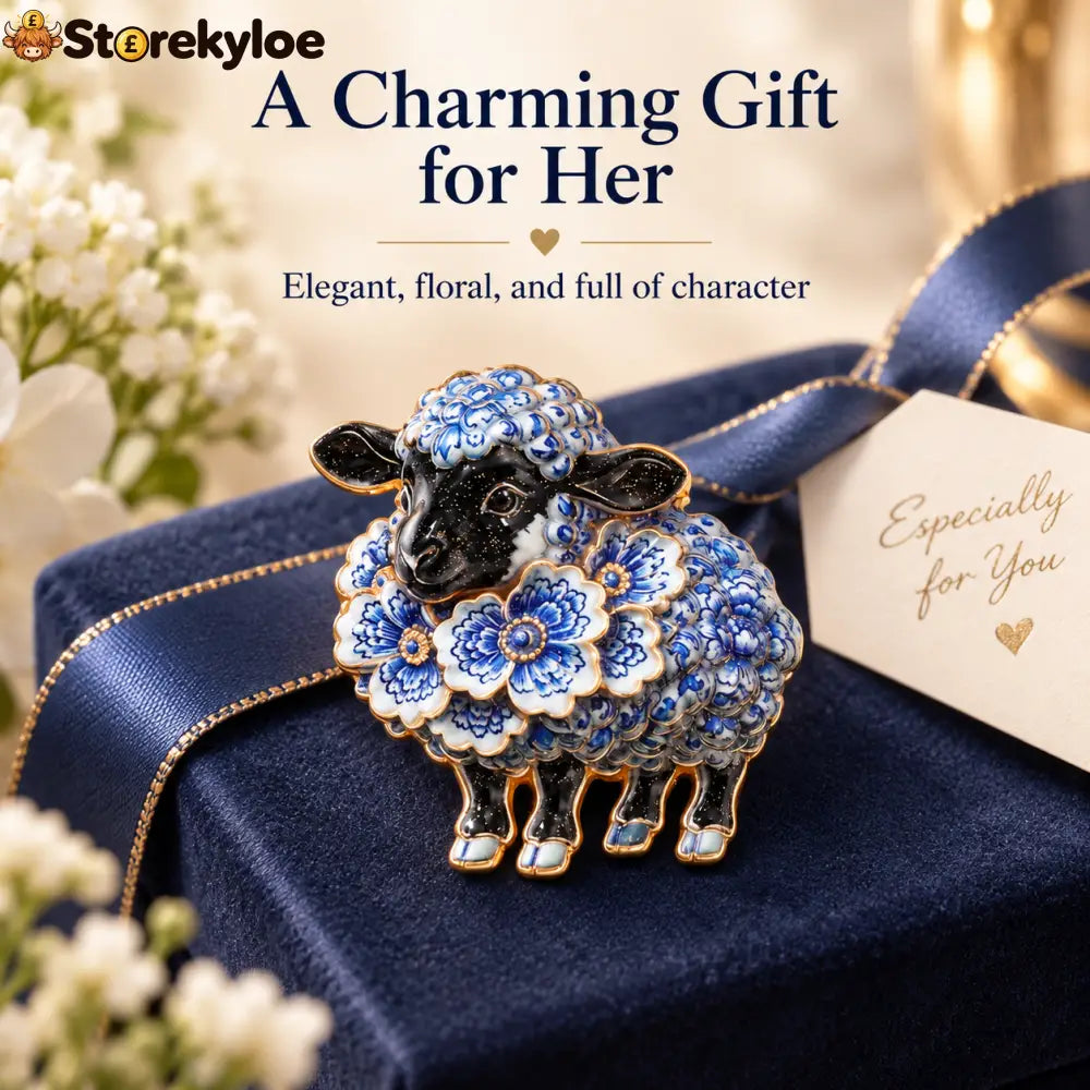 💙Blue Blossom Sheep Brooch｜Elegant Floral Animal Art