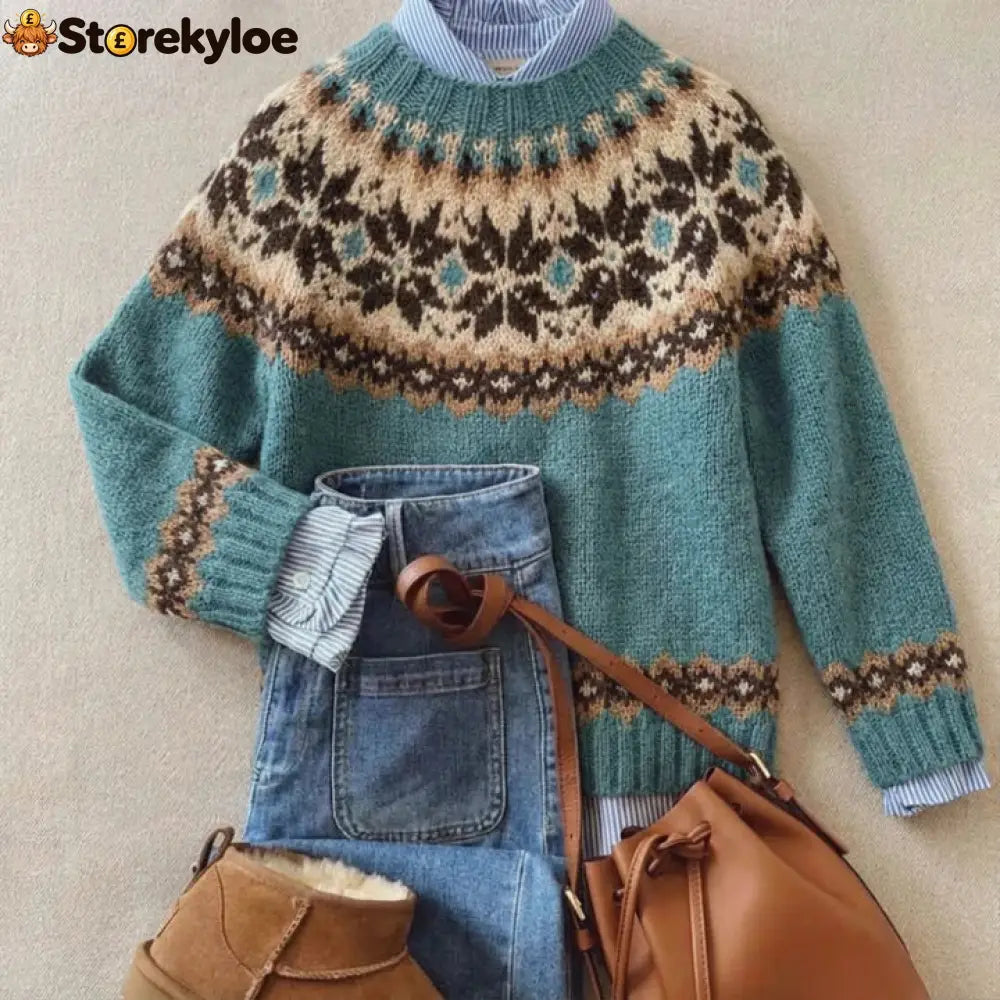 Blue-Chic Vintage Knit Sweater - Blue / S