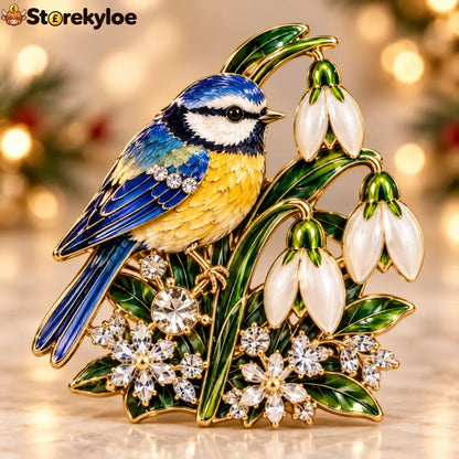 Blue Tit & Snowdrop Enamel Brooch 🎐💙 - 1